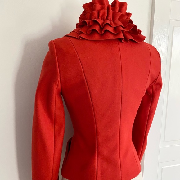 Red Ruffle Statement Blazer Jacket - Picture 3 of 7